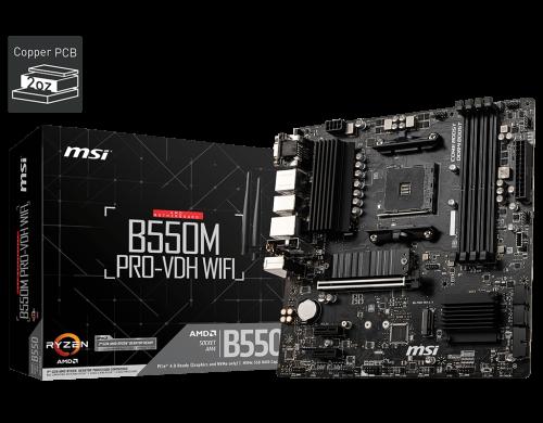 MSI B550M PRO-VDH WIFI DDR4 4400MHZ 1XVGA 1XHDMI 1XDP 2XM.2 USB 3.2 MATX AM4 (AMD 5000 VE 3000 SERİSİ İŞLEMCİ UYUMLU)