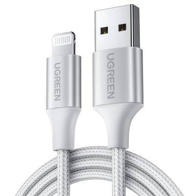 UGREEN LIGHTNING TO USB-A ÖRGÜLÜ MFİ SERTİFİKALI İPHONE HIZLI ŞARJ KABLOSU 2 METRE GÜMÜŞ 60163
