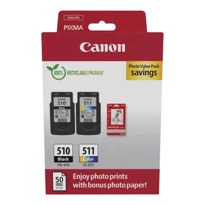 Canon PG-510 CL-511 2970B017 Fotoğraf Kağıtlı Orijinal Kartuş Seti