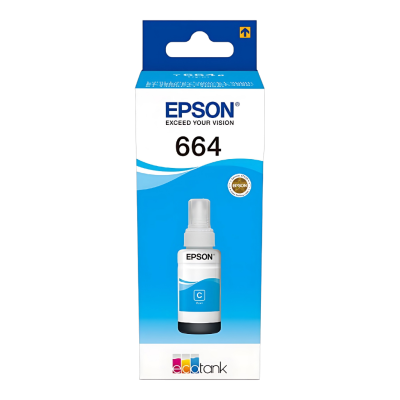 Epson EcoTank 664 C13T66424A Mavi (Cyan) Orijinal Mürekkep
