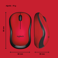 Logitech Silent Touch M220 Sessiz Kablosuz Mouse (Kırmızı)