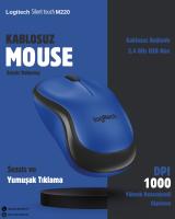 Logitech Silent Touch M220 Sessiz Kablosuz Mouse (Mavi)