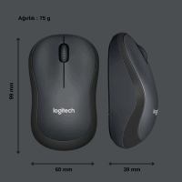 Logitech Silent Touch M220 Sessiz Kablosuz Mouse (Siyah)